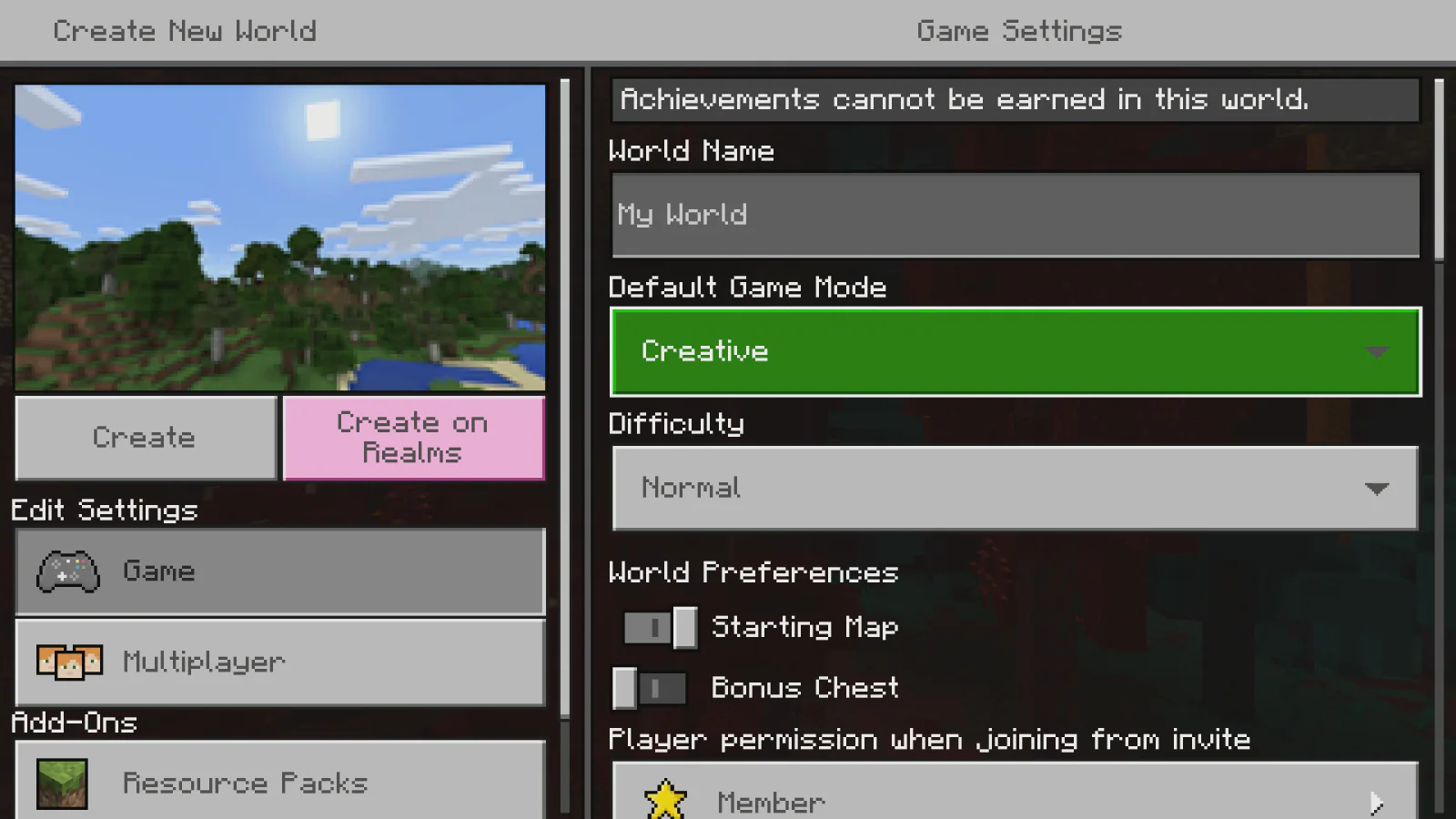 Minecraft Creative Mode 真实界面